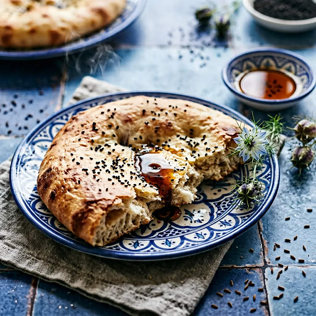 Тёплая лепёшка с маслом чёрного тмина и семенами